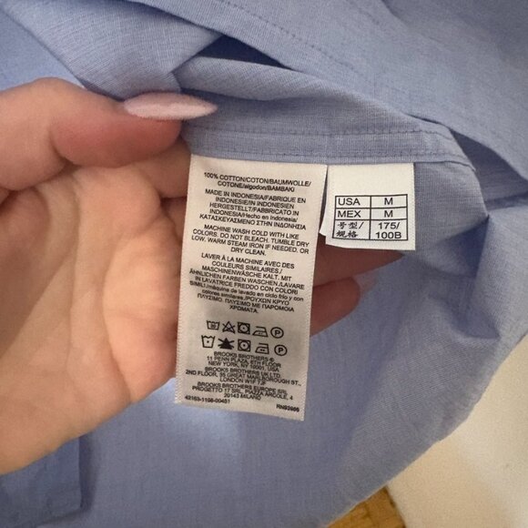 NWT Brooks Brothers Regular Short Sleeve Button Down 100% Cotton Blue Medium - Picture 5 of 5